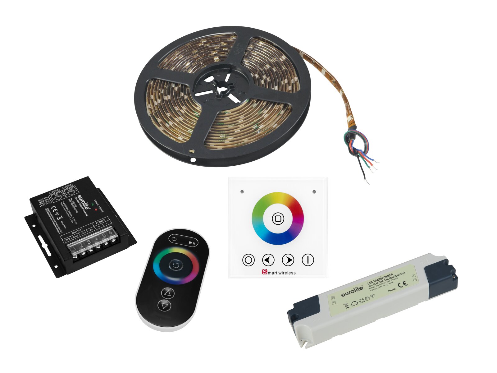 Eurolite Set LED Strip RGB 5m + RF Controller + Wandpanel + Traf