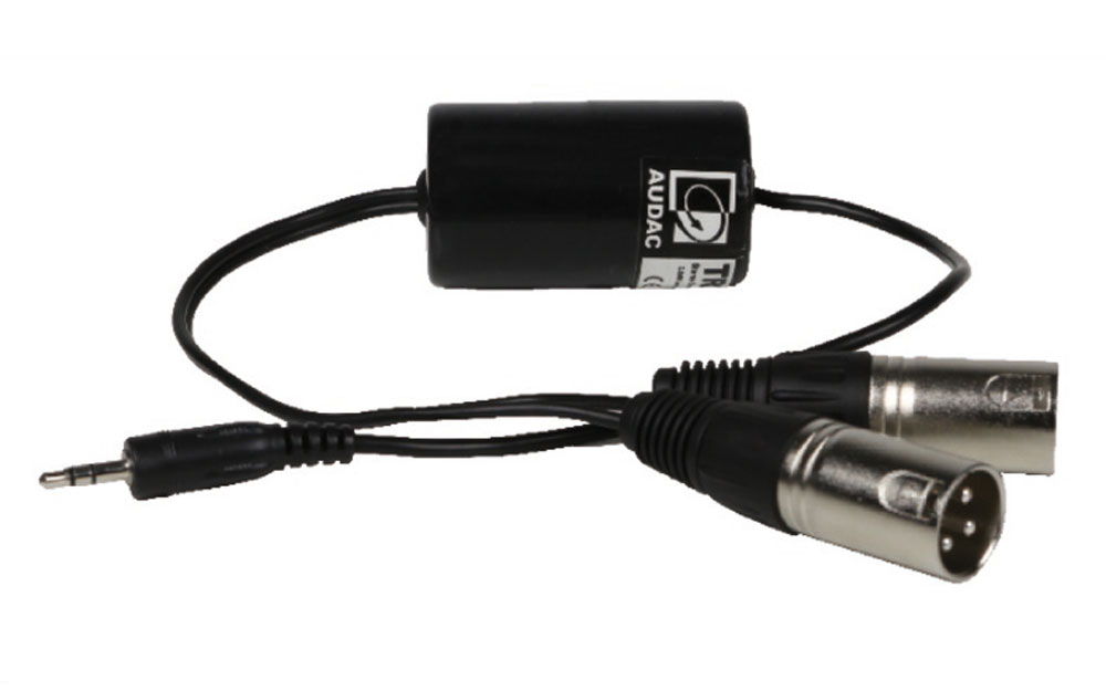 Audac TR 2080 Ground Loop Isolator- 3,5 mm Klinkenstecker auf 2x XLR male