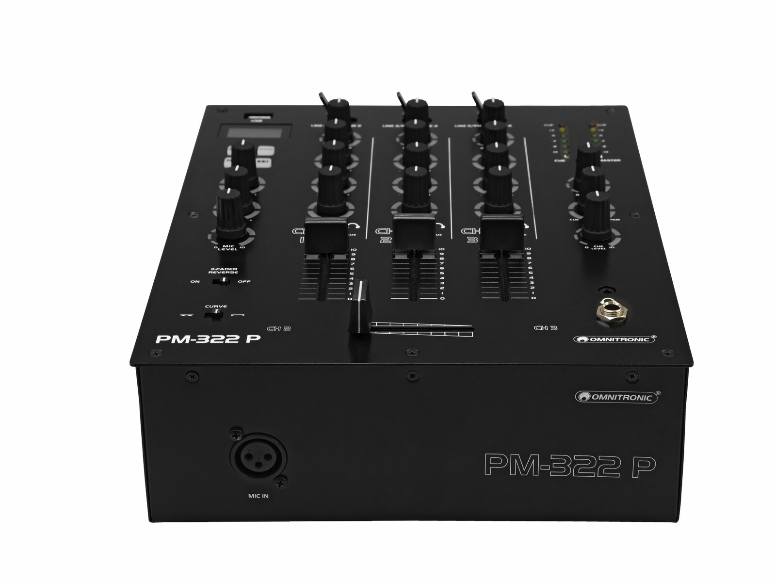 Omnitronic PM-322P 3-Kanal-DJ-Mixer mit Bluetooth und USB-Player