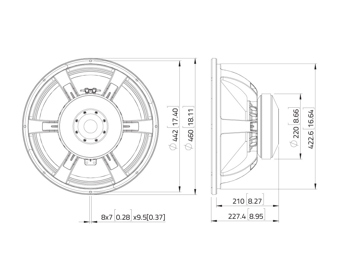 Lavoce SAF184.03/4 18" Subwoofer, Ferrit, Alukorb