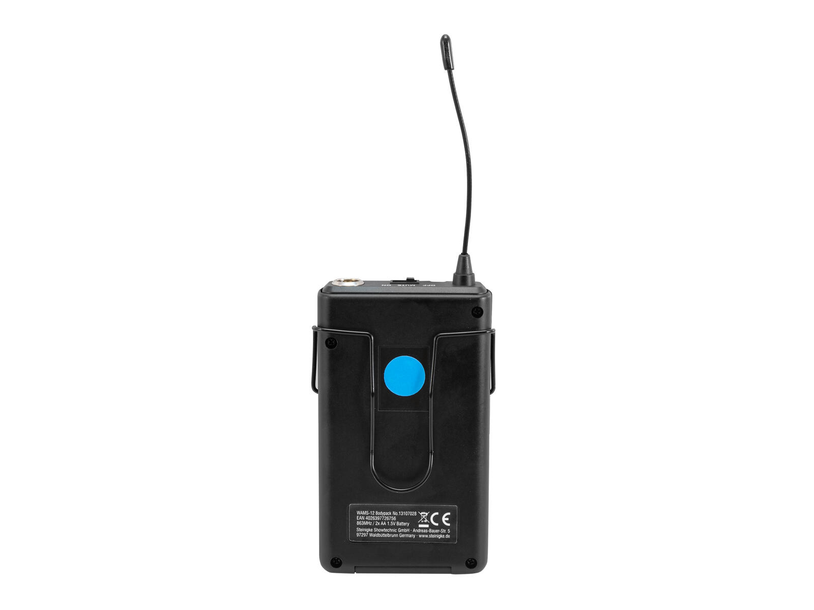 Omnitronic WAMS-12 Taschensender inkl. Kopfbügelmikrofon 863MHz