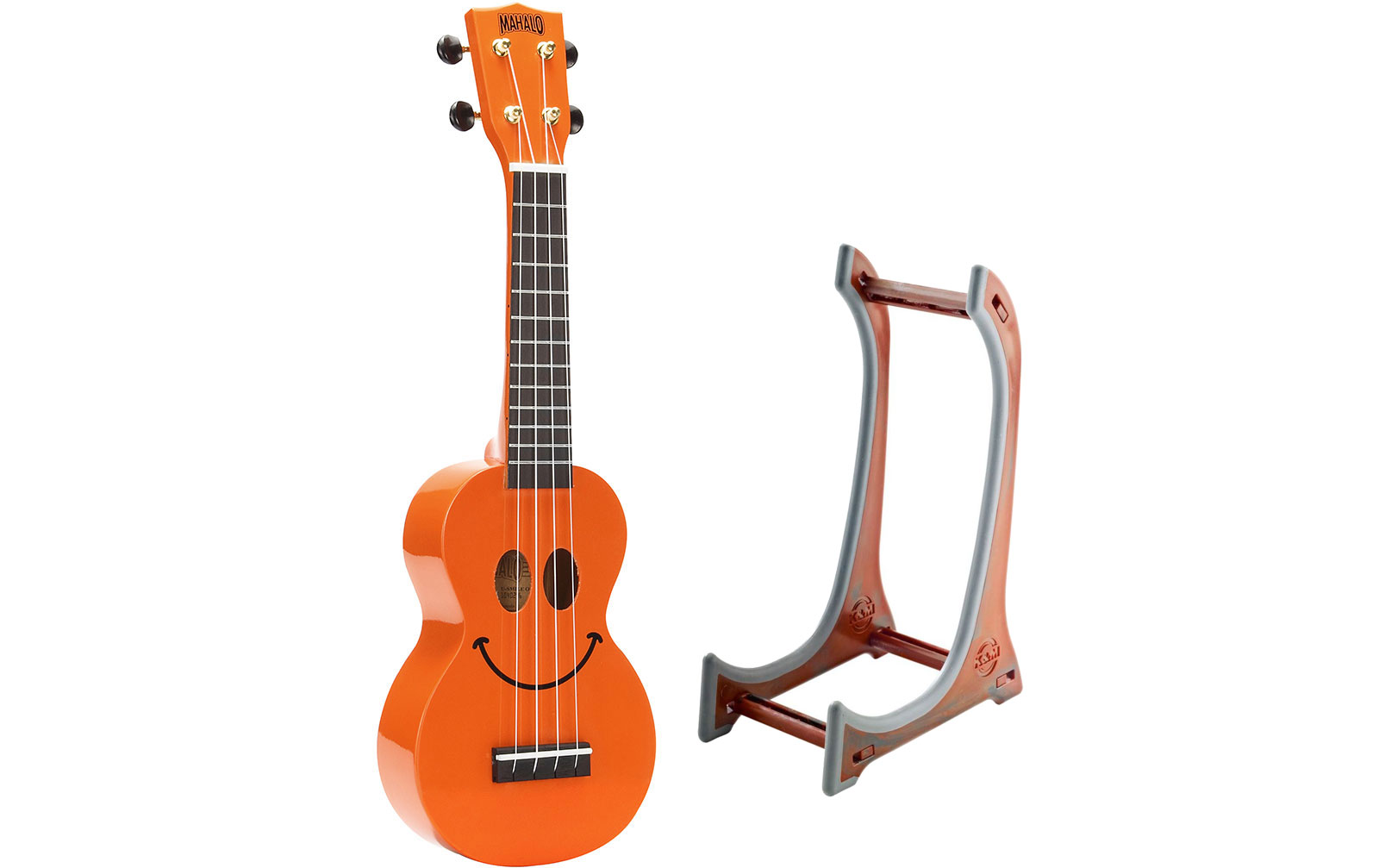 Mahalo Smiley Ukulele Orange Set inkl. Ukulelenständer