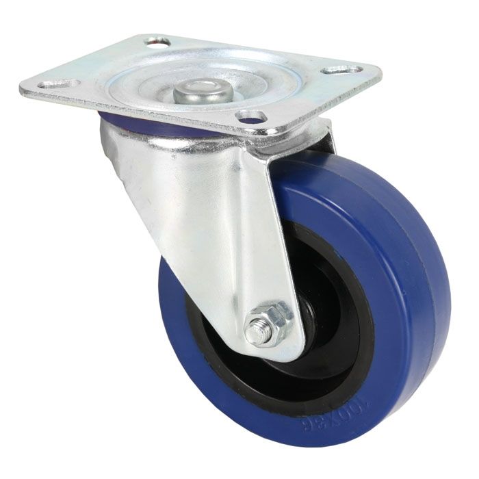 Adam Hall 372151 Lenkrolle 100 mm mit blauem Rad