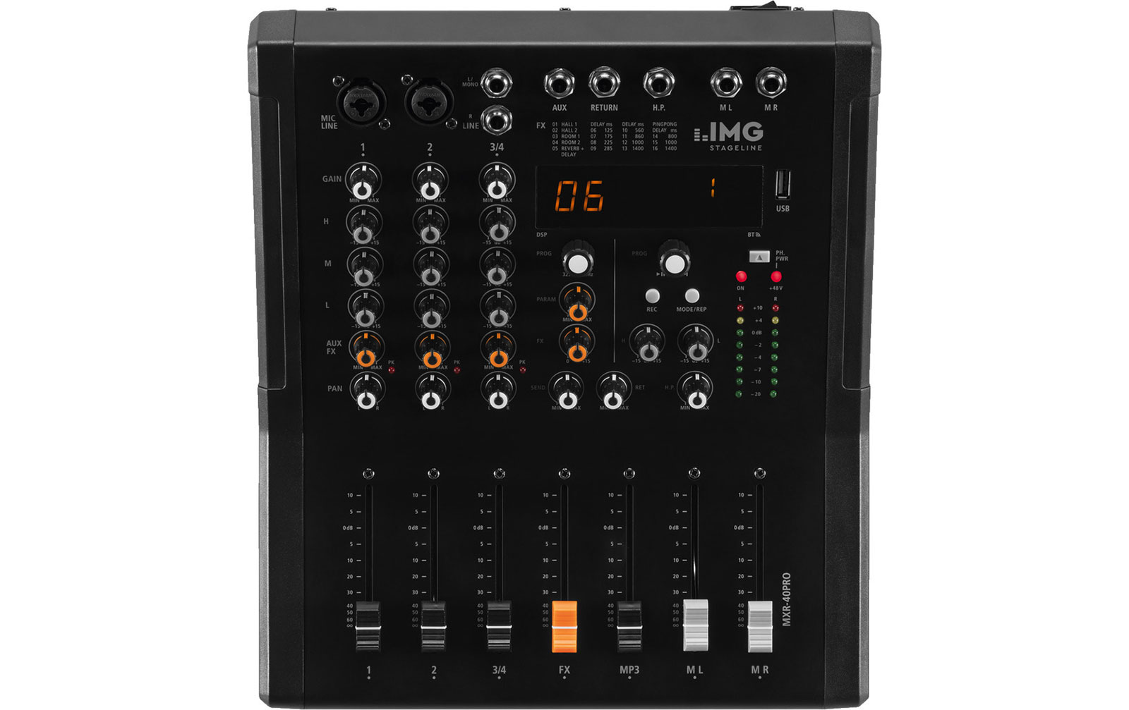IMG Stageline MXR-40PRO 4-Kanal Audio Mischpult