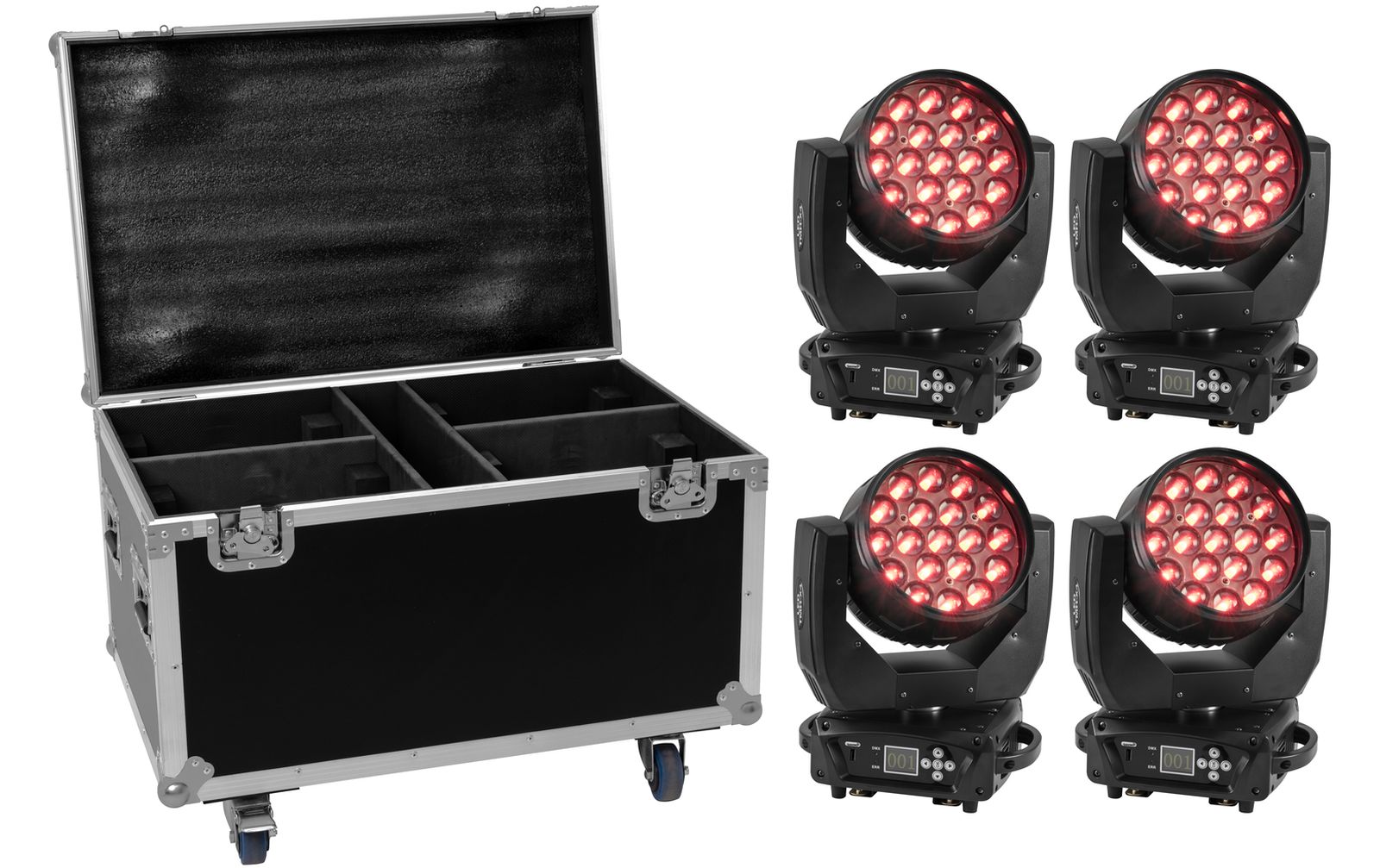 Eurolite Set 4x LED TMH-X4 + Case mit Rollen