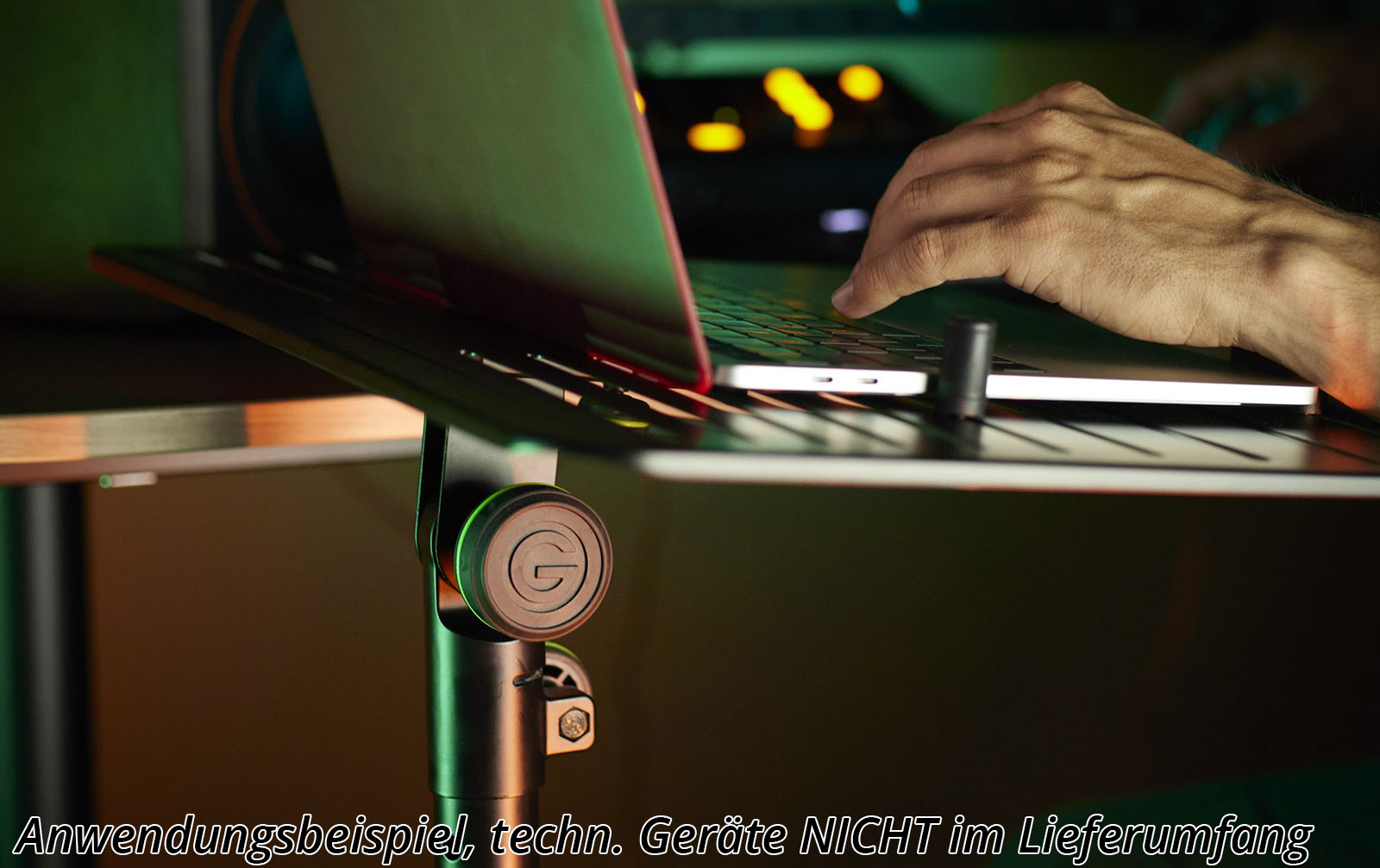 Gravity LTS T 02 B - Universal Laptop-Ständer mit verstellbaren Haltepins und Stahlfuß, Schwarz