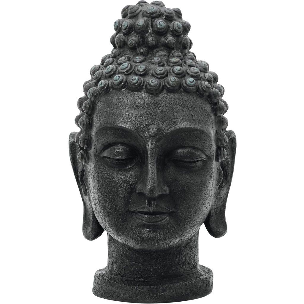 Europalms Buddhakopf, antik-schwarz, 75cm