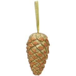 Europalms Tannenzapfenhänger, glitzer, gold, 18cm, Kunstoff