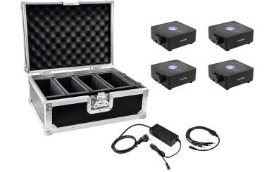 Eurolite Set 4x AKKU Flat Light 1 schwarz + Case + Ladegerät