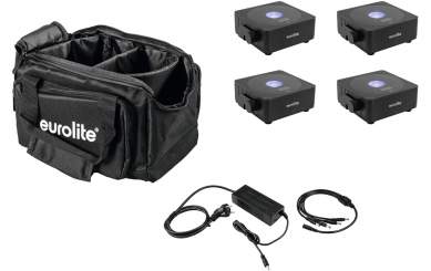 Eurolite Set 4x AKKU Flat Light 1 schwarz + Soft-Bag + Ladegerät