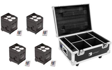 Eurolite Set 4x AKKU UP-4 QCL Spot QuickDMX + Case mit Ladefunktion