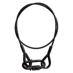 Adam Hall Stahlseil 5 mm mit Schnellverbindungsglied und beids. Kausche, schwarz, 1 m